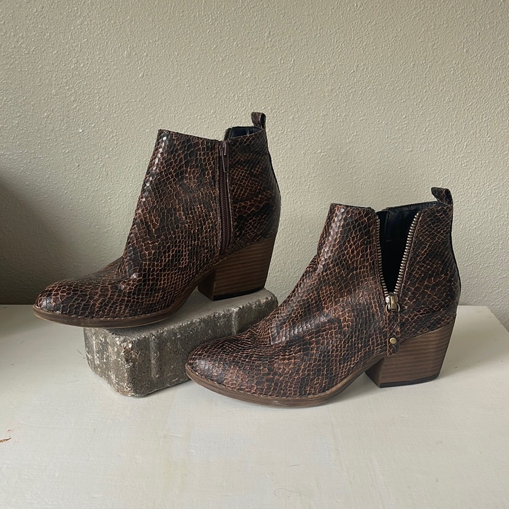 Snake print booties